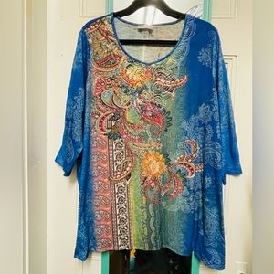 EUC Catherines 18/20 Boho Tunic Blouse 3/4 Sleeve